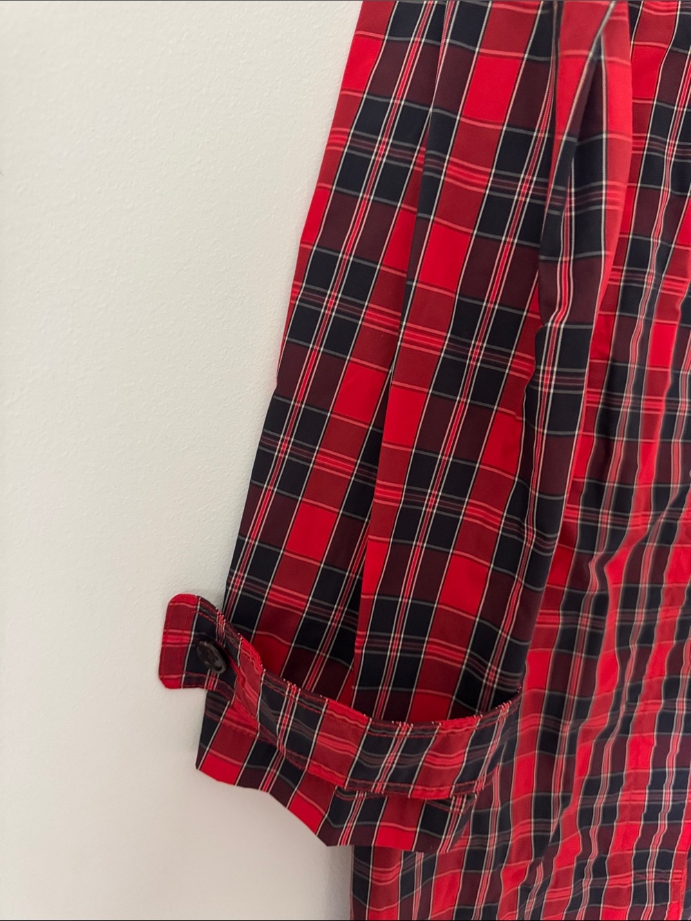 J. Crew Womens Red Plaid Nylon Rain Coat Size 0 - Picture 5 of 7